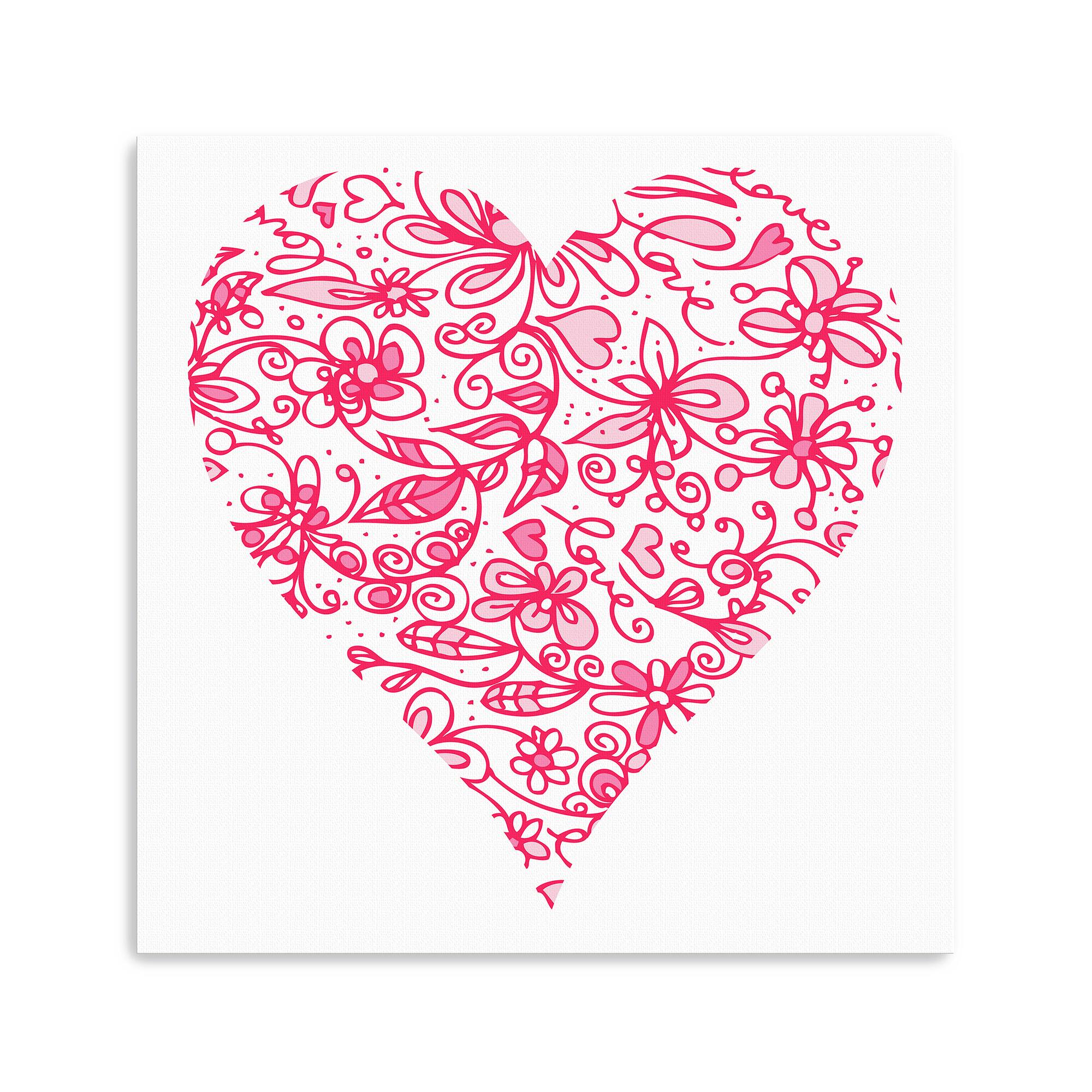 Pink Flower Love Heart Canvas Giclée Art